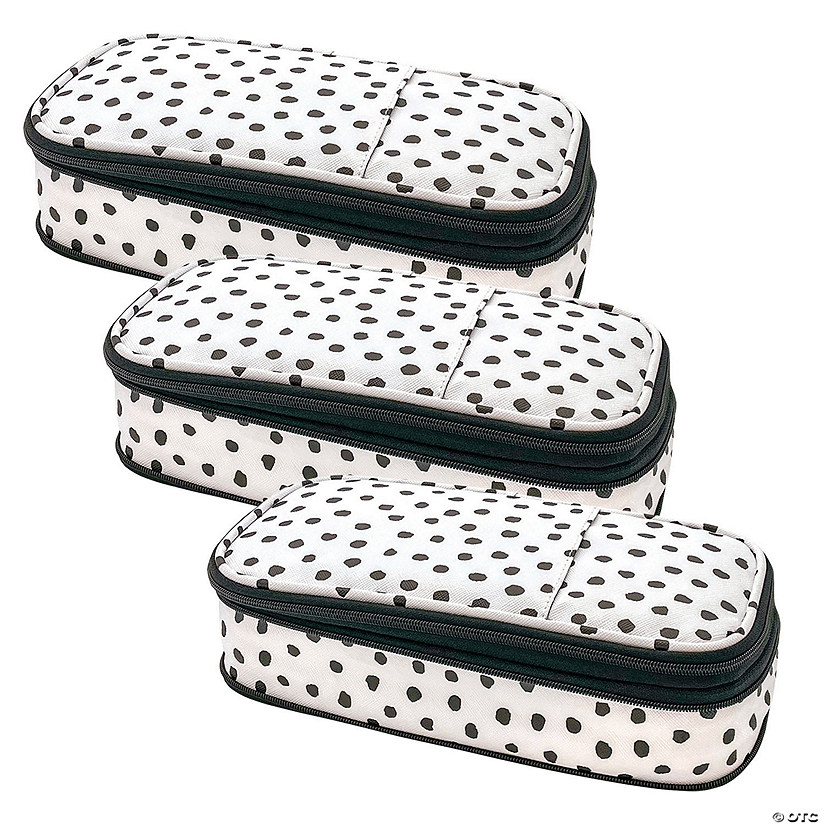 Teacher Created Resources Black Painted Dots on White Pencil Case, Pack of 3 Image