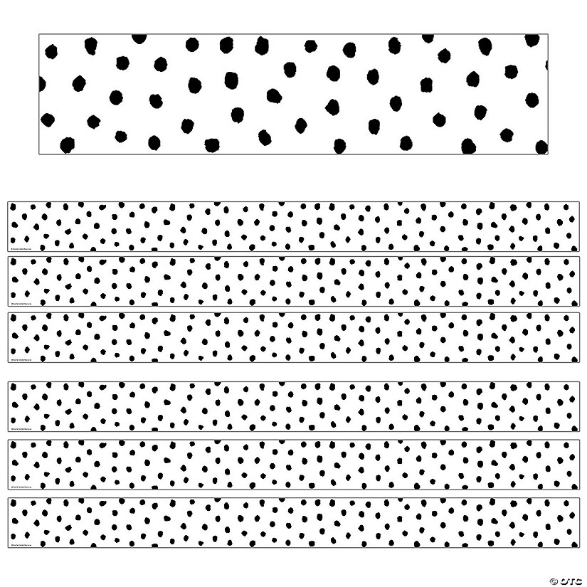 Teacher Created Resources Black Painted Dots on White Straight Border Trim, 35 Feet Per Pack, 6 Packs Image