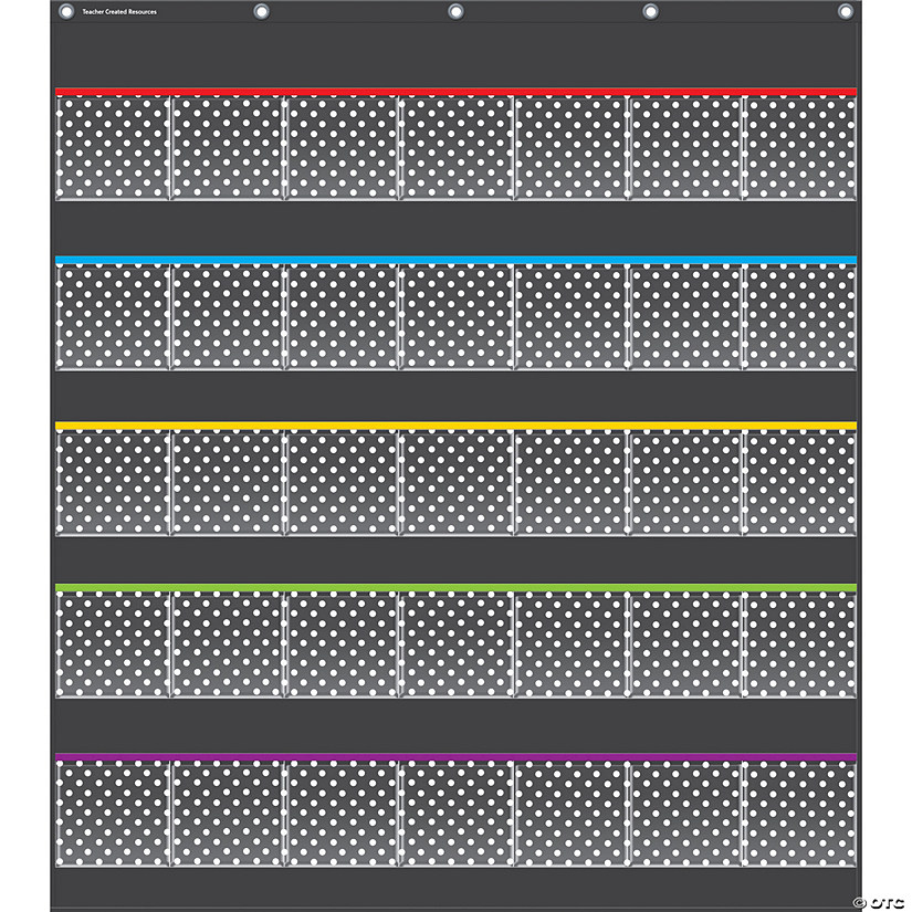 Teacher Created Resources Black Polka Dots Storage Pocket Chart Image