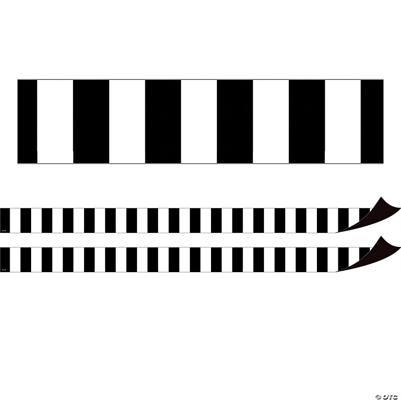 Teacher Created Resources Black Stripes Magnetic Border, 24 Feet Per Pack, 2 Packs Image