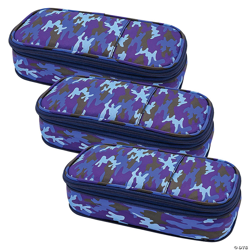 Teacher Created Resources Blue Camo Pencil Case, Pack of 3 Image
