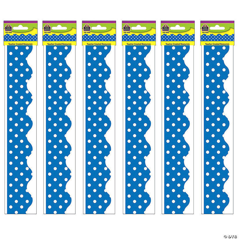 Teacher Created Resources Blue Mini Polka Dots Border Trim, 35 Feet Per Pack, 6 Packs Image