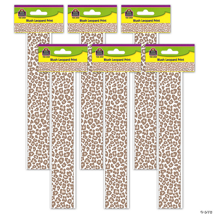 Teacher Created Resources Blush Leopard Print Straight Border Trim, 35 Feet Per Pack, 6 Packs Image