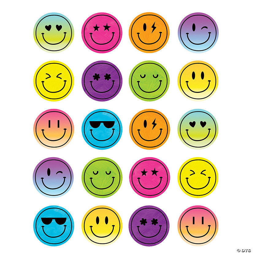 Teacher Created Resources Brights 4Ever Smiley Faces Stickers, 120 Per Pack, 12 Packs Image