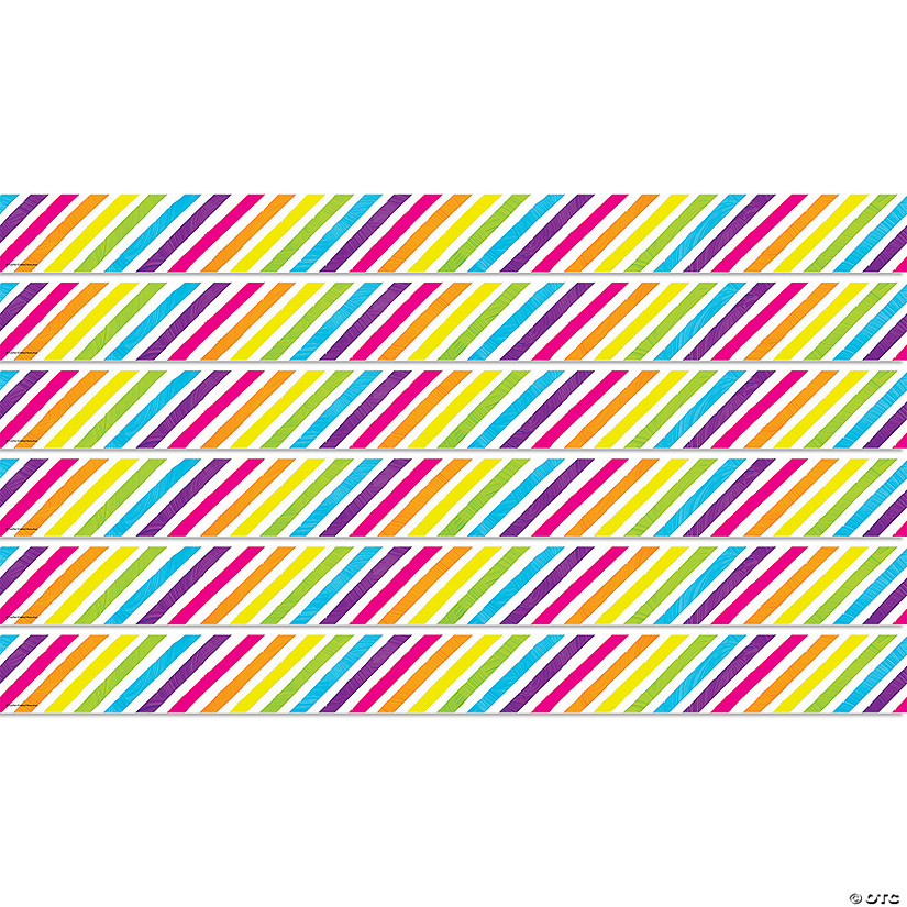 Teacher Created Resources Brights 4Ever Stripes Straight Border Trim, 35 Feet Per Pack, 6 Packs Image