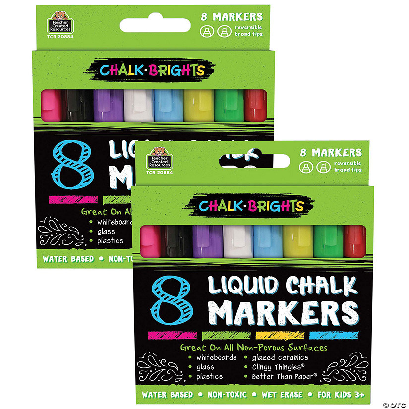 Teacher Created Resources Chalk Brights Liquid Chalk Markers, 8 Per Pack, 2 Packs Image