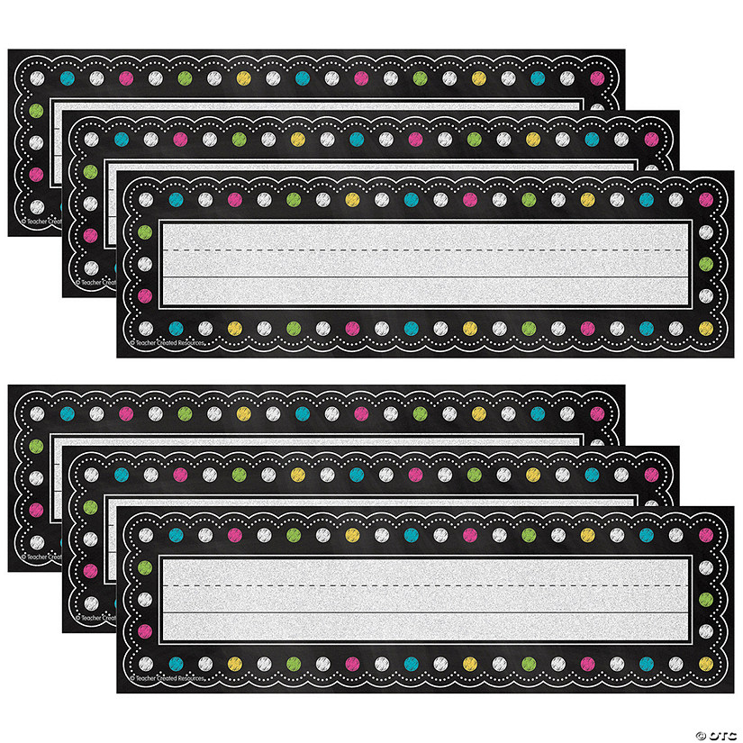 Teacher Created Resources Chalkboard Brights Flat Name Plates, 36 Per Pack, 6 Packs Image