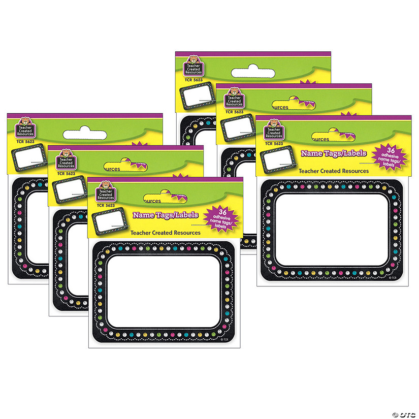 Teacher Created Resources Chalkboard Brights Name Tags/Labels, 36 Per Pack, 6 Packs Image