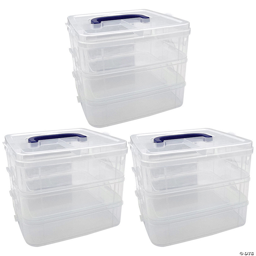 Teacher Created Resources Clear Stackable Storage Containers - 3 Tiers - Pack of 3 Image