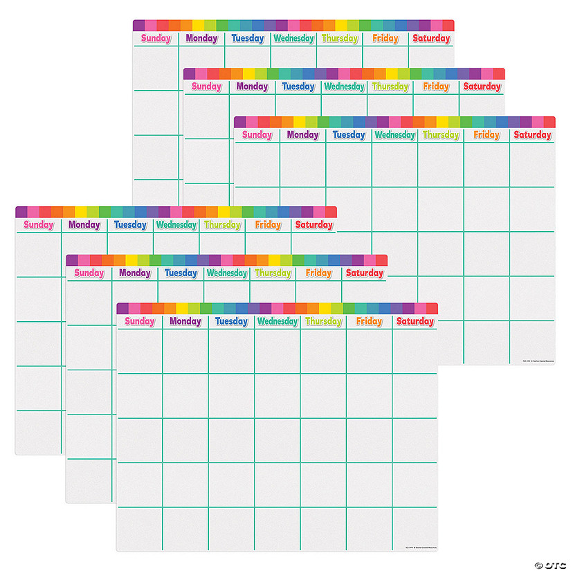 Teacher Created Resources Colorful Calendar Write-On/Wipe-Off Chart, Pack of 6 Image