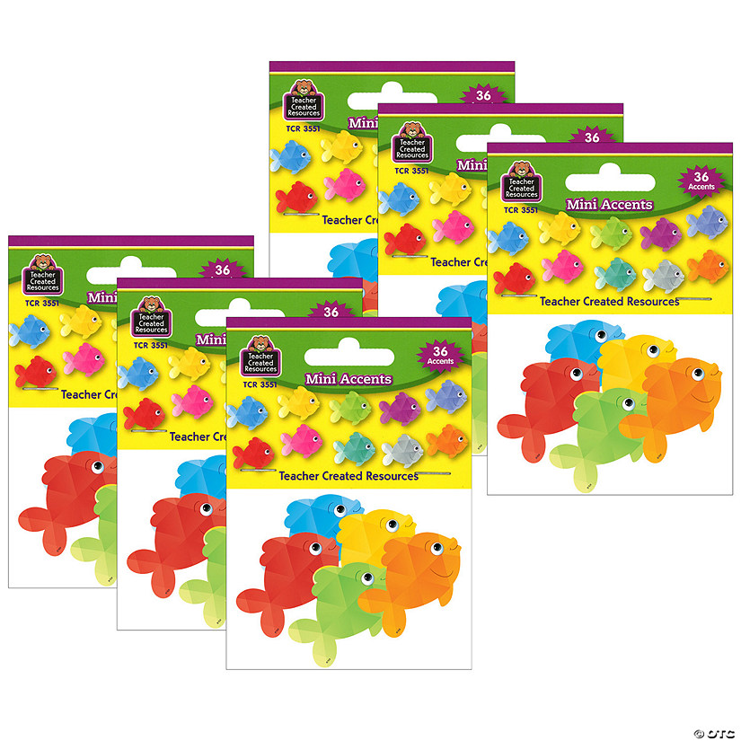 Teacher Created Resources Colorful Fish Mini Accents, 36 Per Pack, 6 Packs Image