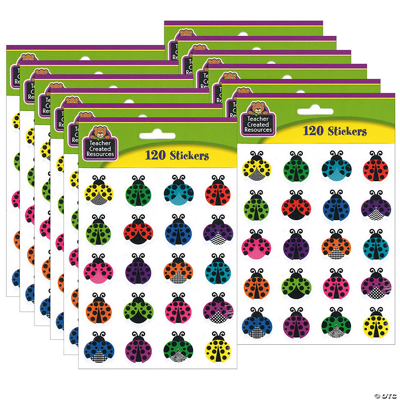 Teacher Created Resources Colorful Ladybugs Stickers, 120 Per Pack, 12 Packs Image