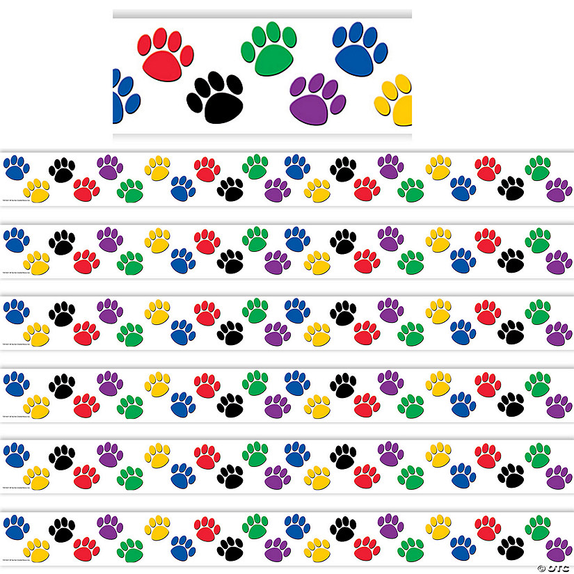Teacher Created Resources Colorful Paw Prints Border Trim, 35 Feet Per Pack, 6 Packs Image
