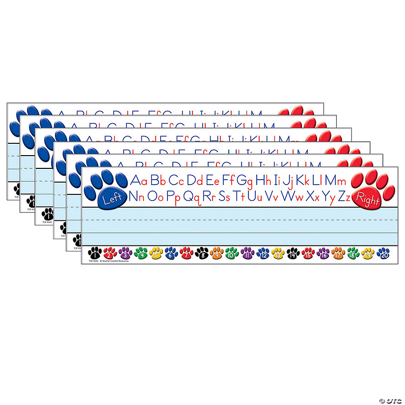 Teacher Created Resources Colorful Paw Prints Left/Right Alphabet Name Plates, 36 Per Pack, 6 Packs Image