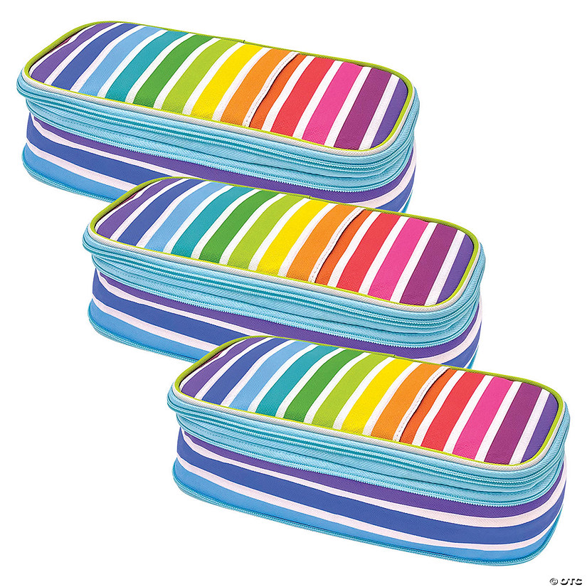 Teacher Created Resources Colorful Stripes Pencil Case, Pack of 3 Image