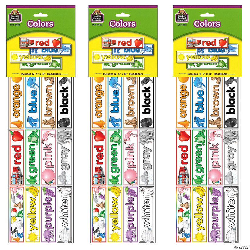 Teacher Created Resources Colors Headliners, 12 Per Pack, 3 Packs Image