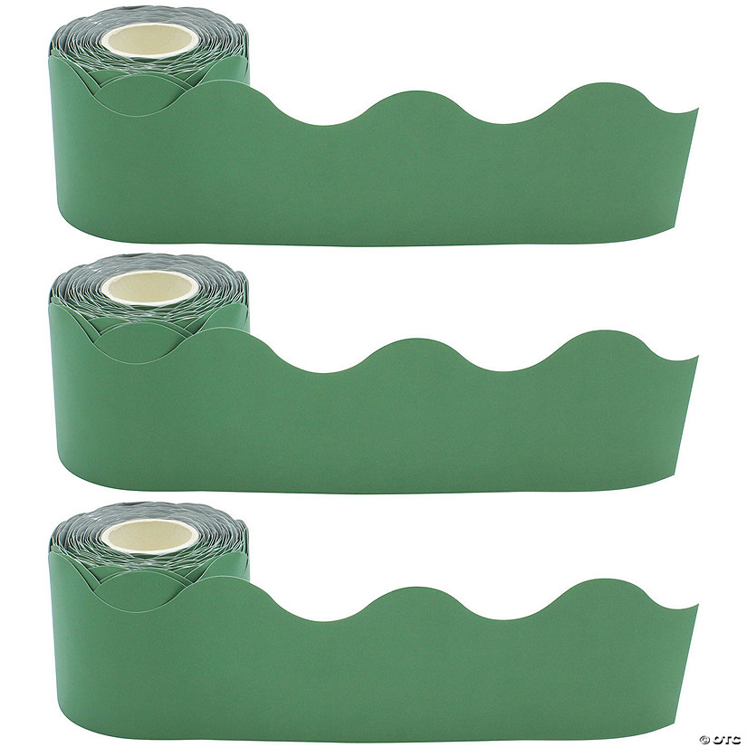 Teacher Created Resources Eucalyptus Green Scalloped Rolled Border Trim, 50 Feet Per Roll, Pack of 3 Image