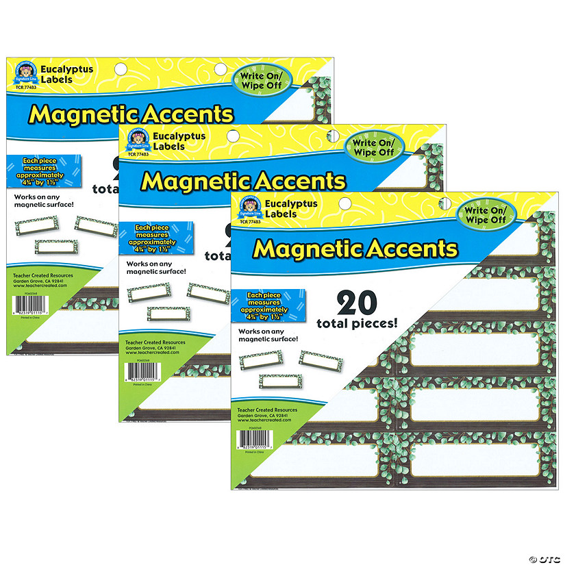 Teacher Created Resources Eucalyptus Labels Magnetic Accents, 20 Per Pack, 3 Packs Image