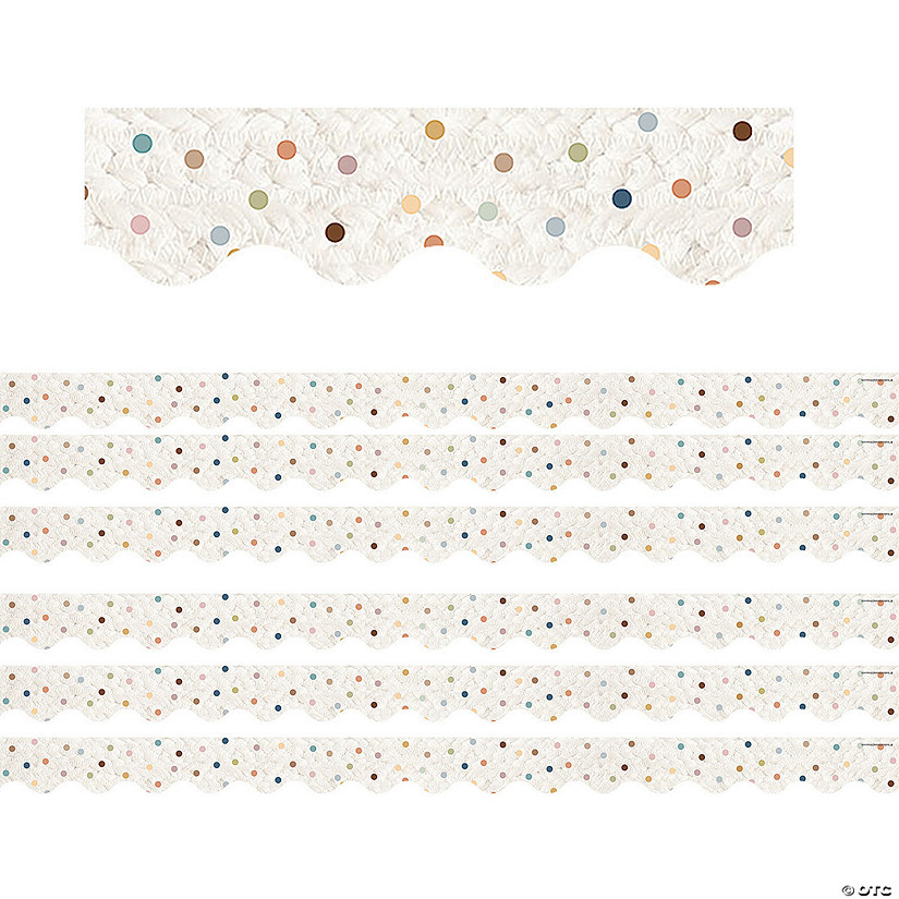 Teacher Created Resources Everyone is Welcome Dots Scalloped Border Trim, 35 Feet Per Pack, 6 Packs Image
