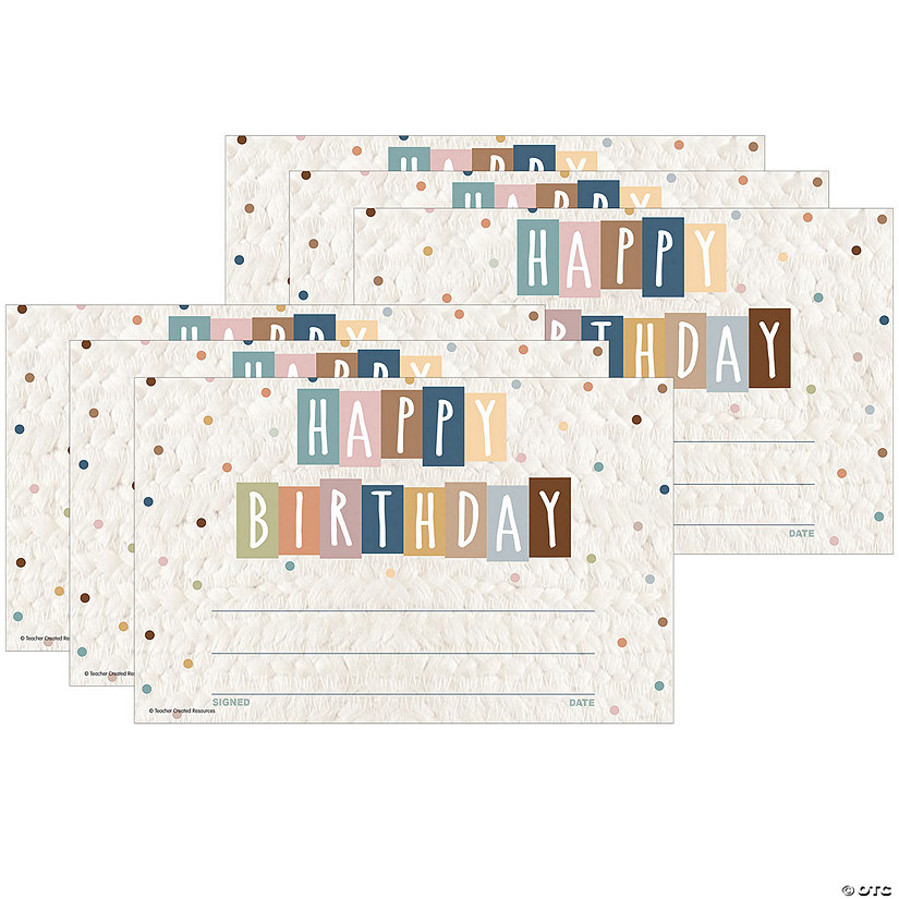 Teacher Created Resources Everyone is Welcome Happy Birthday Awards, 30 Per Pack, 6 Packs Image