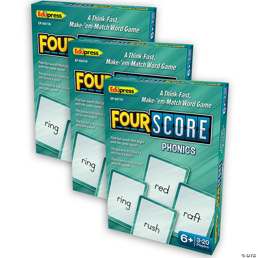 Teacher Created Resources Four Score Card Game: Phonics, Pack of 3 Image