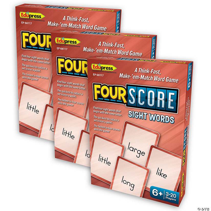 Teacher Created Resources Four Score Card Game: Sight Words, Pack of 3 Image