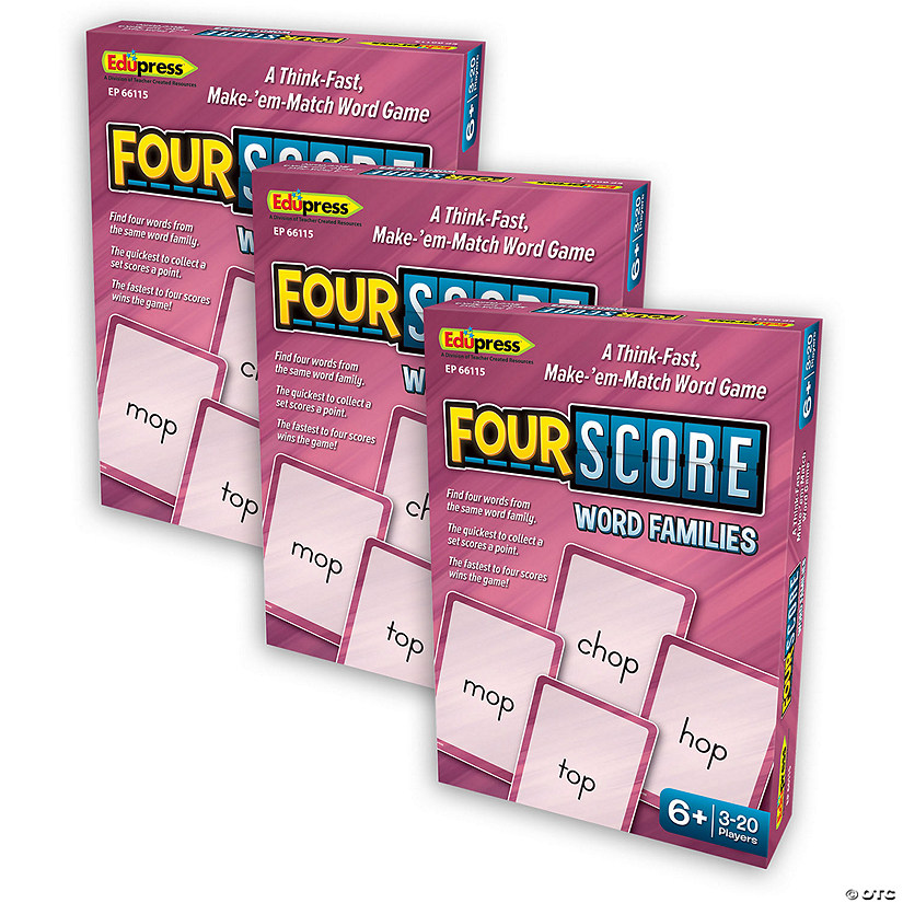 Teacher Created Resources Four Score Card Game: Word Families, Pack of 3 Image