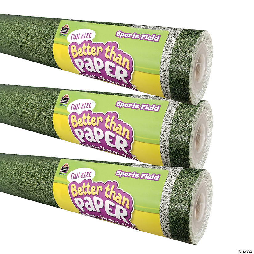 Teacher Created Resources Fun Size Better Than Paper Bulletin Board Roll, 18" Proper 12', Sports Field, Pack of 3 Image