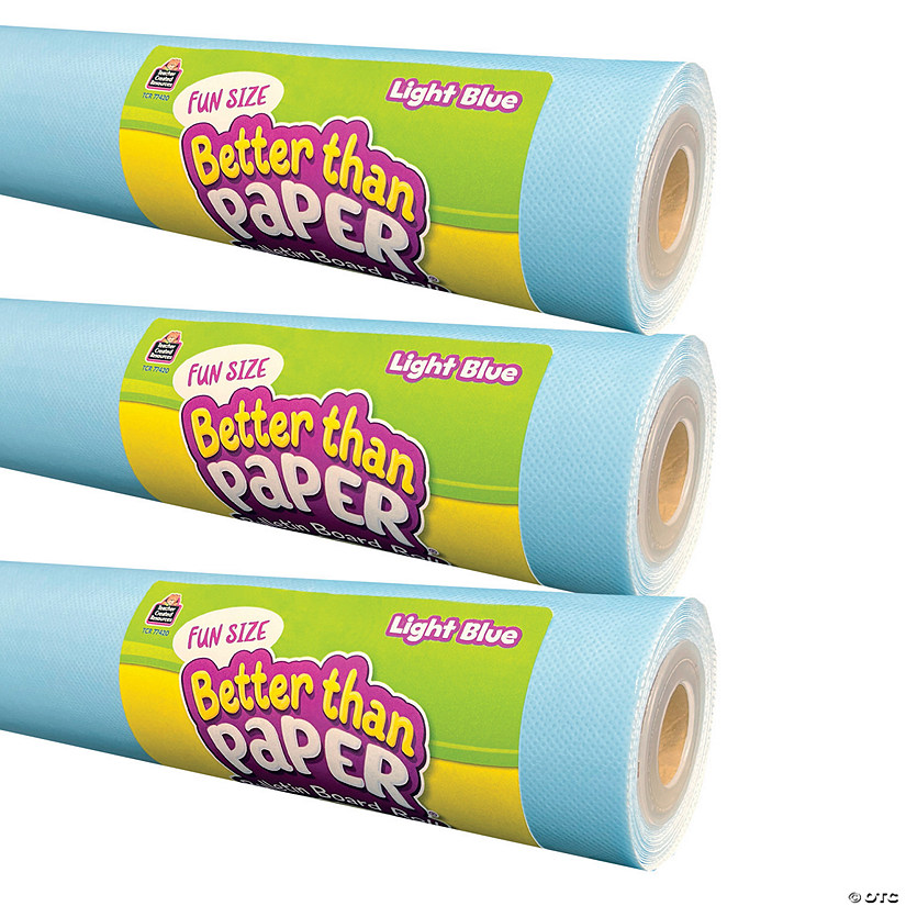 Teacher Created Resources Fun Size Better Than Paper Bulletin Board Roll, 18" x 12', Light Blue, Pack of 3 Image