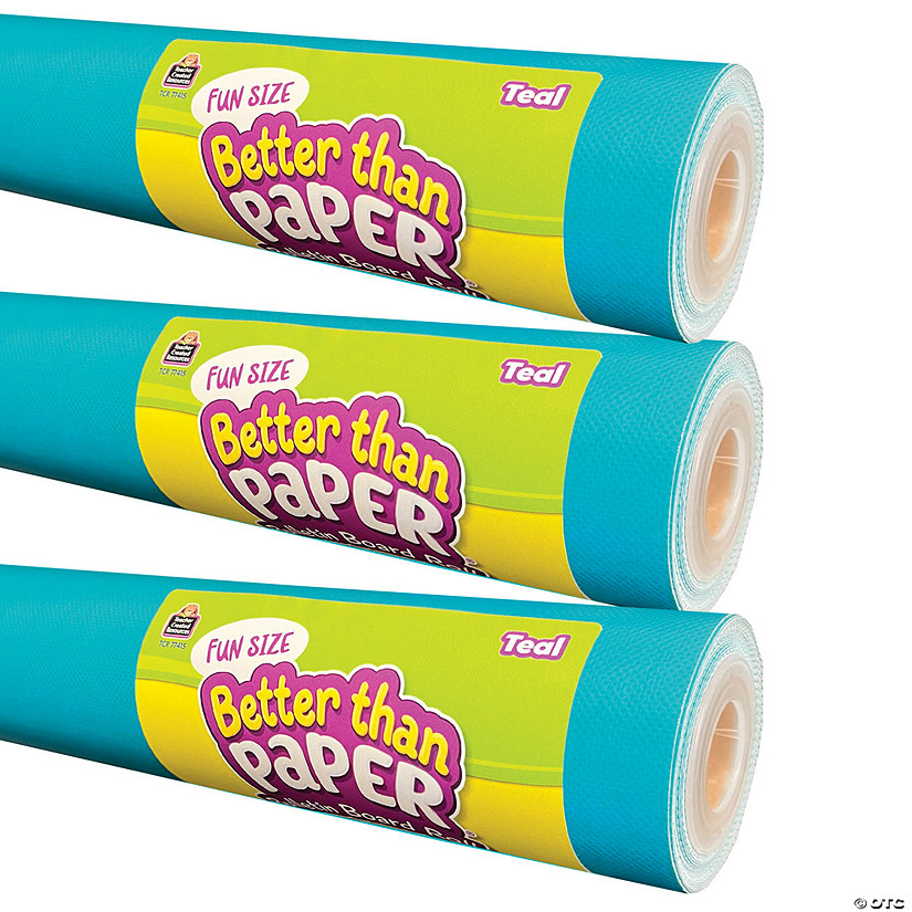 Teacher Created Resources Fun Size Better Than Paper Bulletin Board Roll, 18" x 12', Teal, Pack of 3 Image