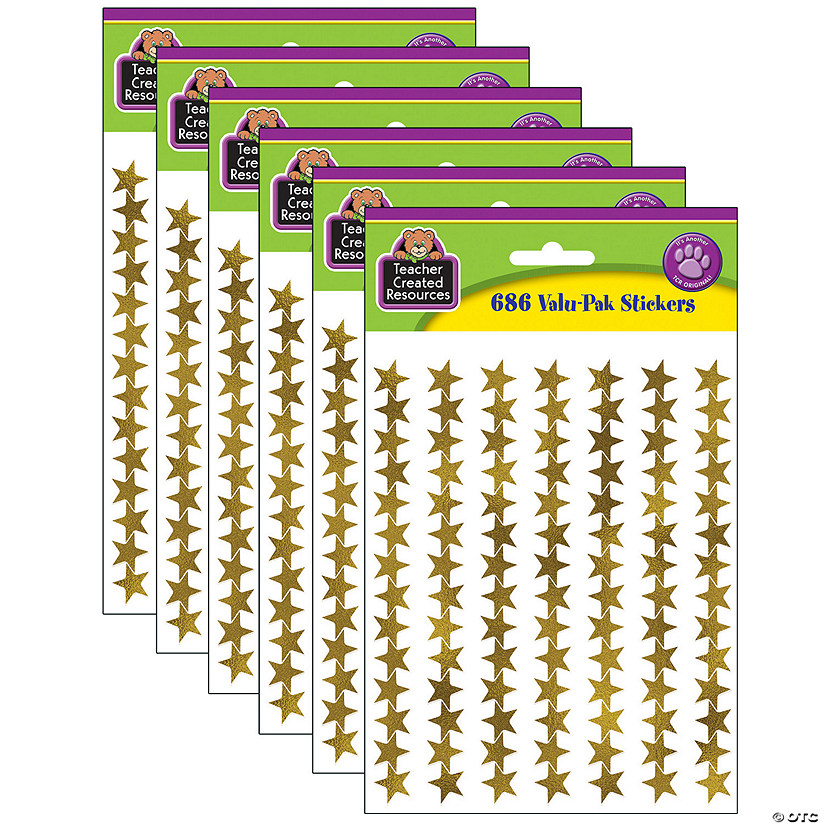 Teacher Created Resources Gold Foil Star Stickers Valu-Pak, 686 Per Pack, 6 Packs Image