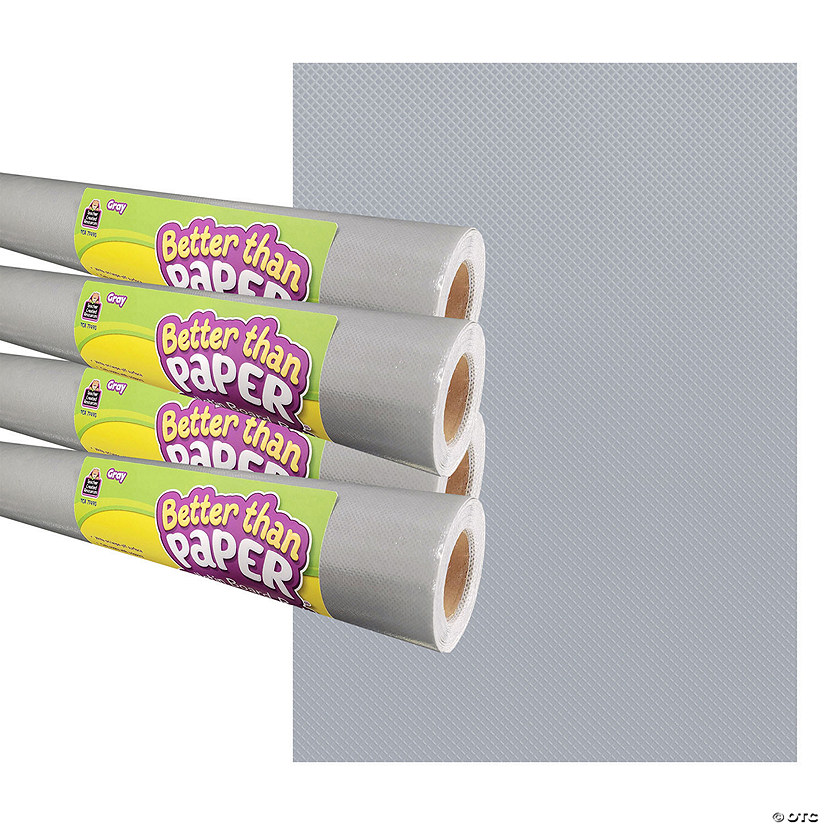 Teacher Created Resources Gray Better Than Paper Bulletin Board Roll, 4' x 12', Pack of 4 Image