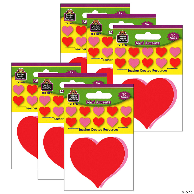 Teacher Created Resources Hearts Mini Accents, 36 Per Pack, 6 Packs Image