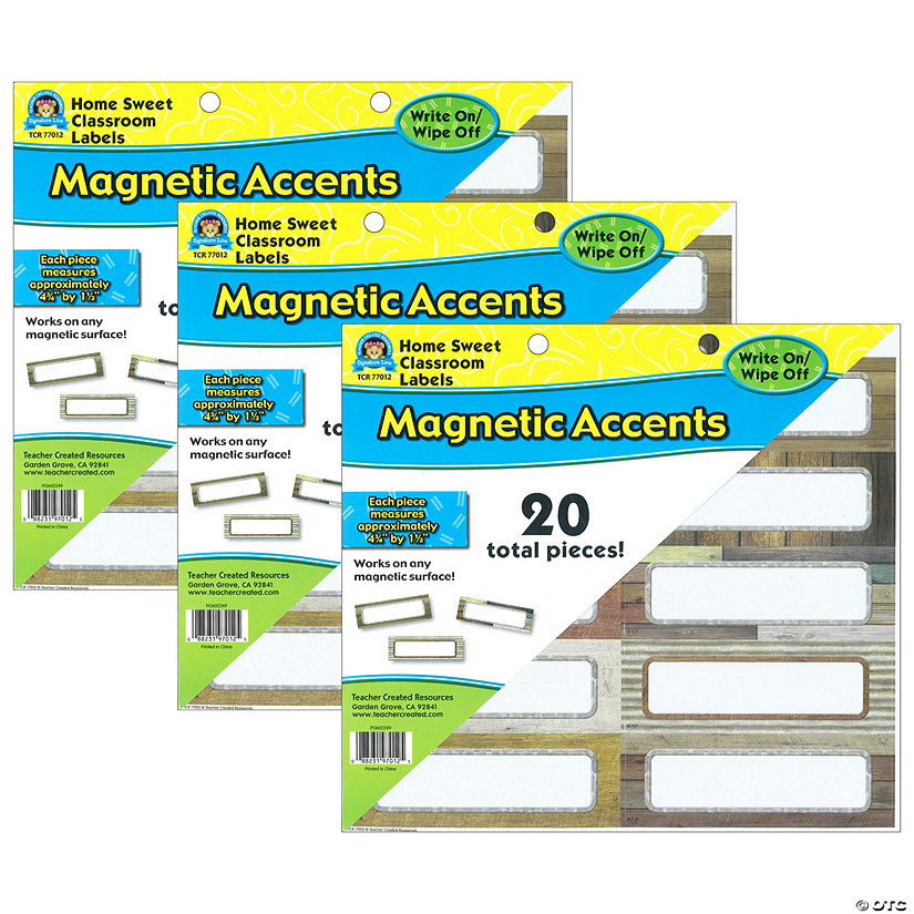 Teacher Created Resources Home Sweet Classroom Labels Magnetic Accents, 20 Per Pack, 3 Packs Image