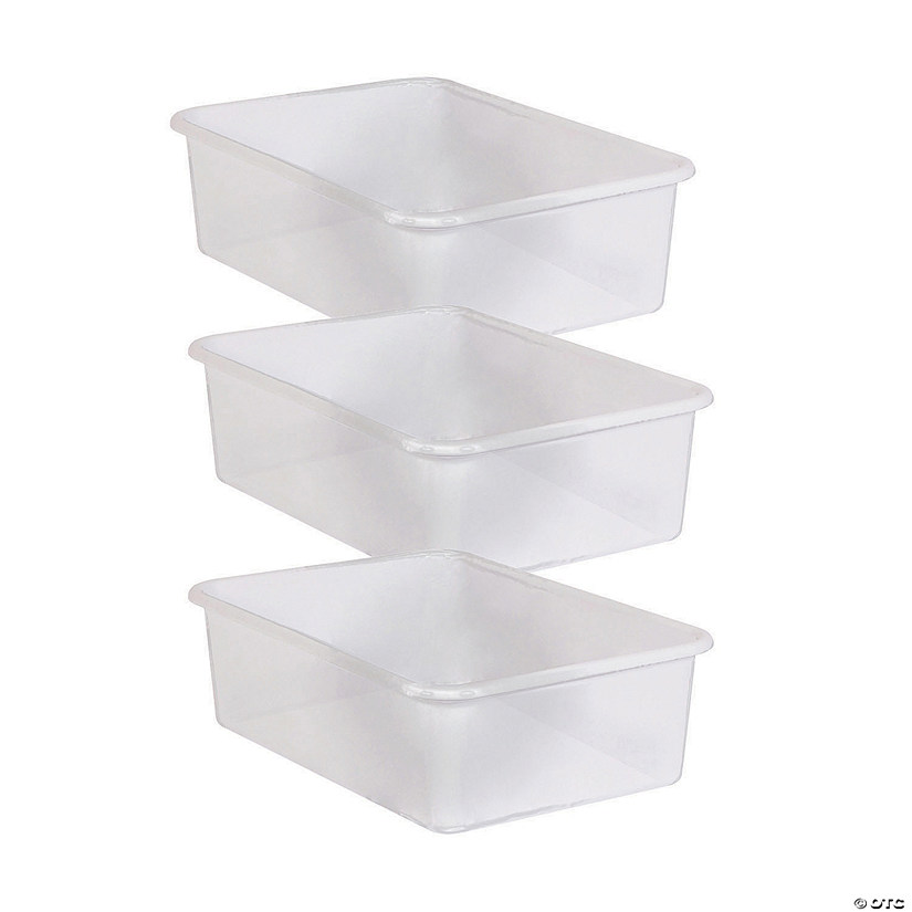 Teacher Created Resources&#174; Large Plastic Storage Bin, Clear, Pack of 3 Image
