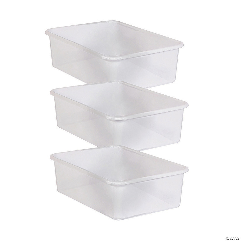 Teacher Created Resources&amp;#174; Large Plastic Storage Bin, Clear, Pack of 3 Image