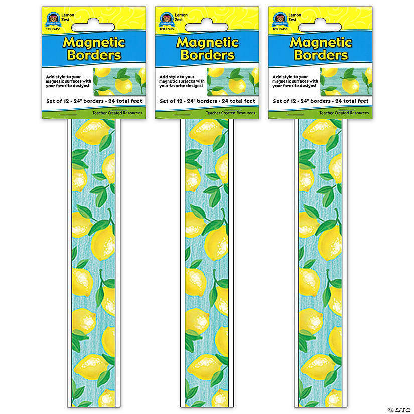 Teacher Created Resources Lemon Zest Magnetic Border, 24 Feet Per Pack, 3 Packs Image