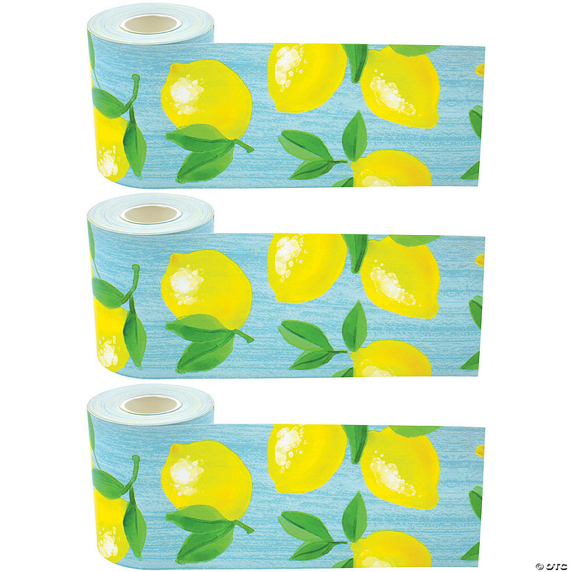 Teacher Created Resources Lemon Zest Straight Rolled Border Trim, 50 Feet Per Roll, Pack of 3 Image