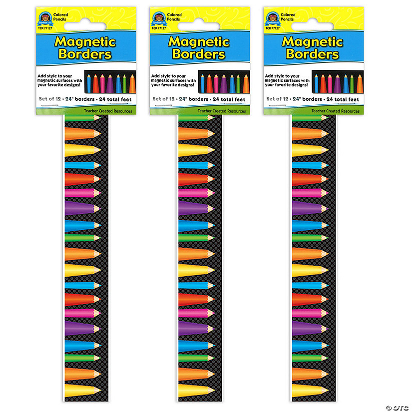 Teacher Created Resources Magnetic Borders, Colored Pencils, 24 Feet Per Pack, 3 Packs Image