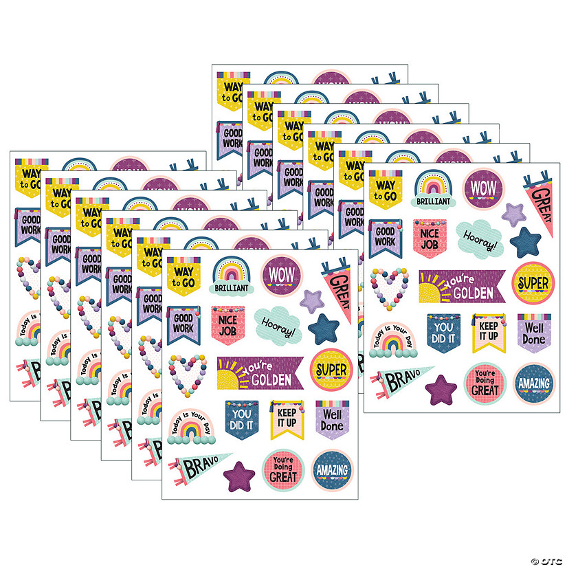 Teacher Created Resources Oh Happy Day Stickers, 120 Stickers Per Pack, 12 Packs Image