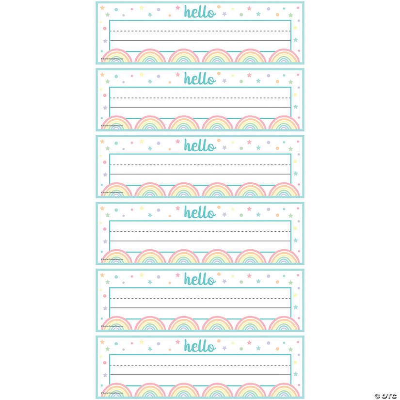Teacher Created Resources Pastel Pop Flat Name Plates, 36 Per Pack, 6 Packs Image