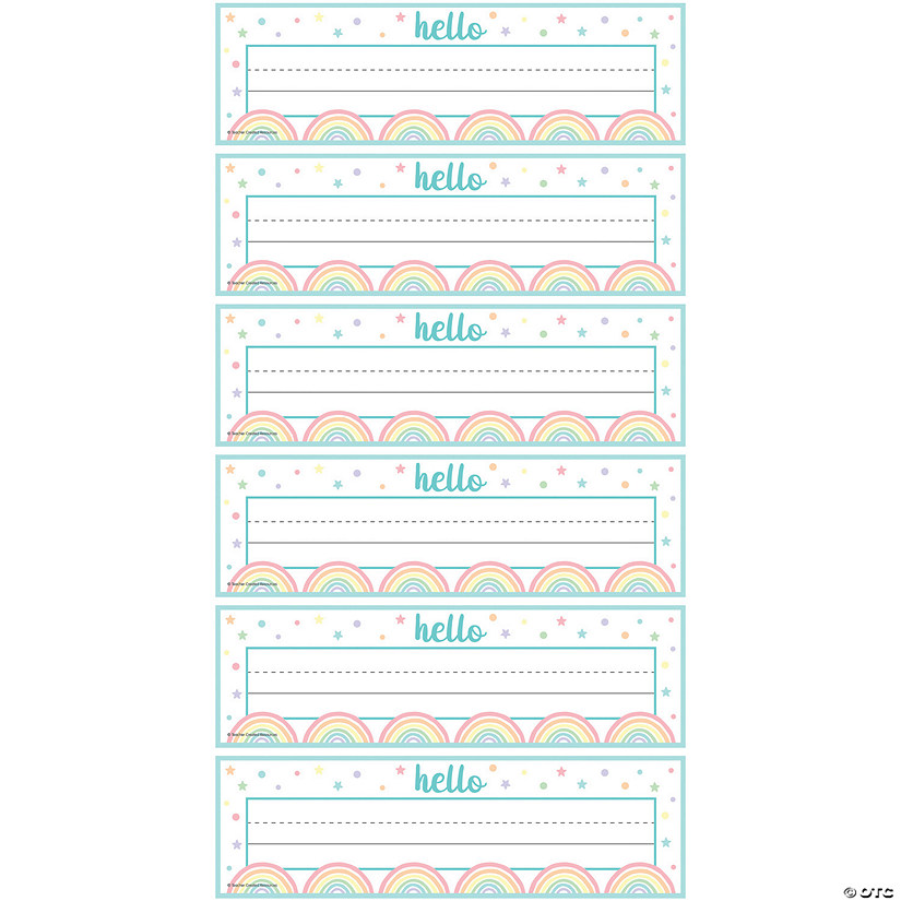 Teacher Created Resources Pastel Pop Flat Name Plates, 36 Per Pack, 6 Packs Image