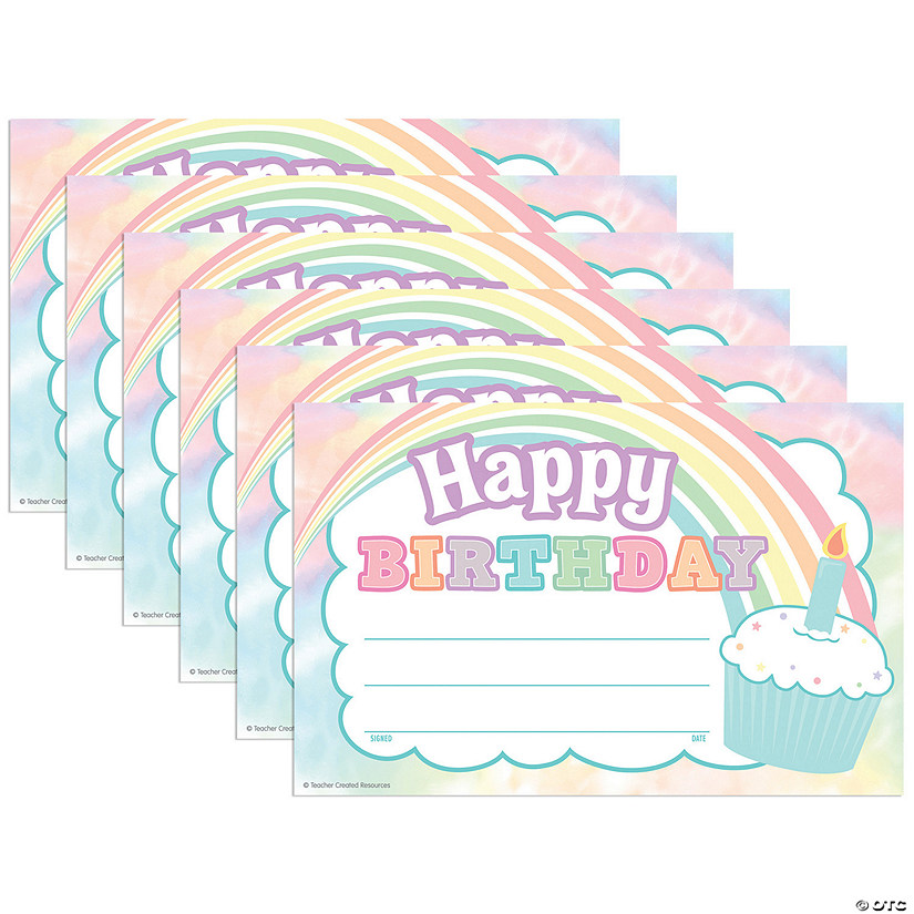 Teacher Created Resources Pastel Pop Happy Birthday Awards, 25 Per Pack, 6 Packs Image