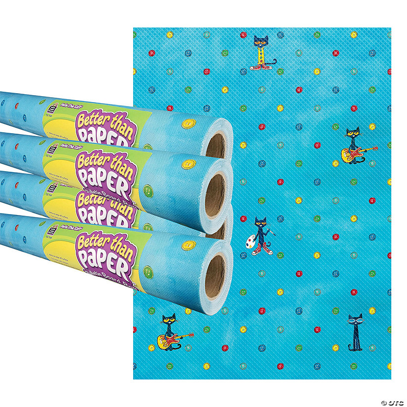 Teacher Created Resources Pete the Cat Better Than Paper Bulletin Board Roll, 4' x 12', Pack of 4 Image