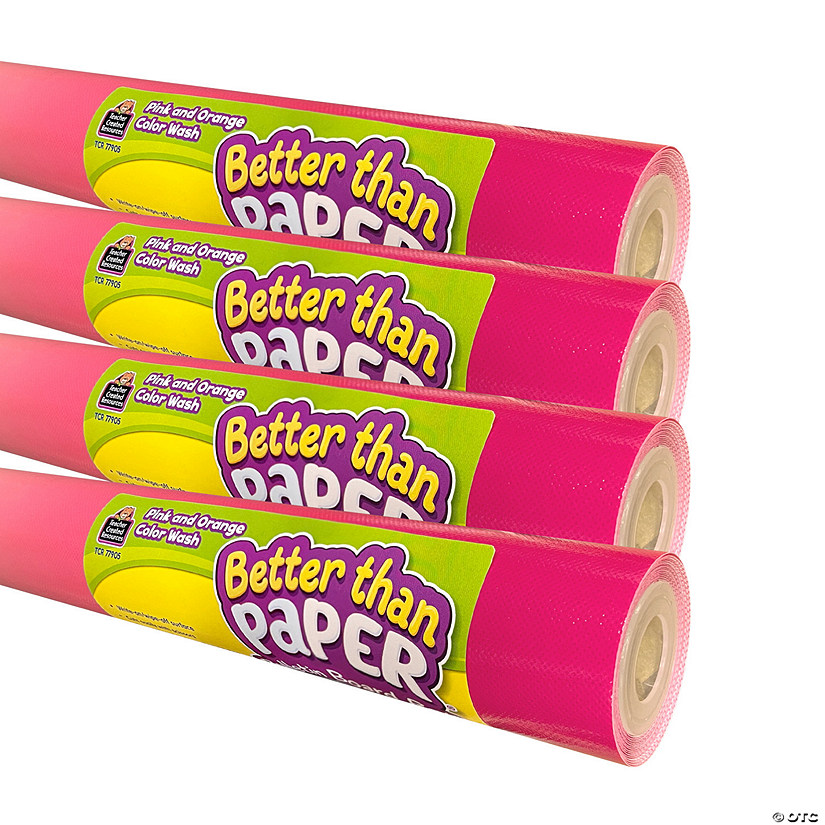Teacher Created Resources Pink and Orange Color Wash Better Than Paper Bulletin Board Roll 4-Pack Image