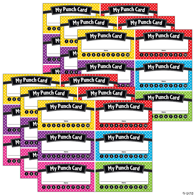 Teacher Created Resources Polka Dots Punch Cards, 60 Per Pack, 6 Packs Image