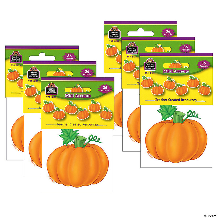 Teacher Created Resources Pumpkins Mini Accents, 36 Per Pack, 6 Packs Image