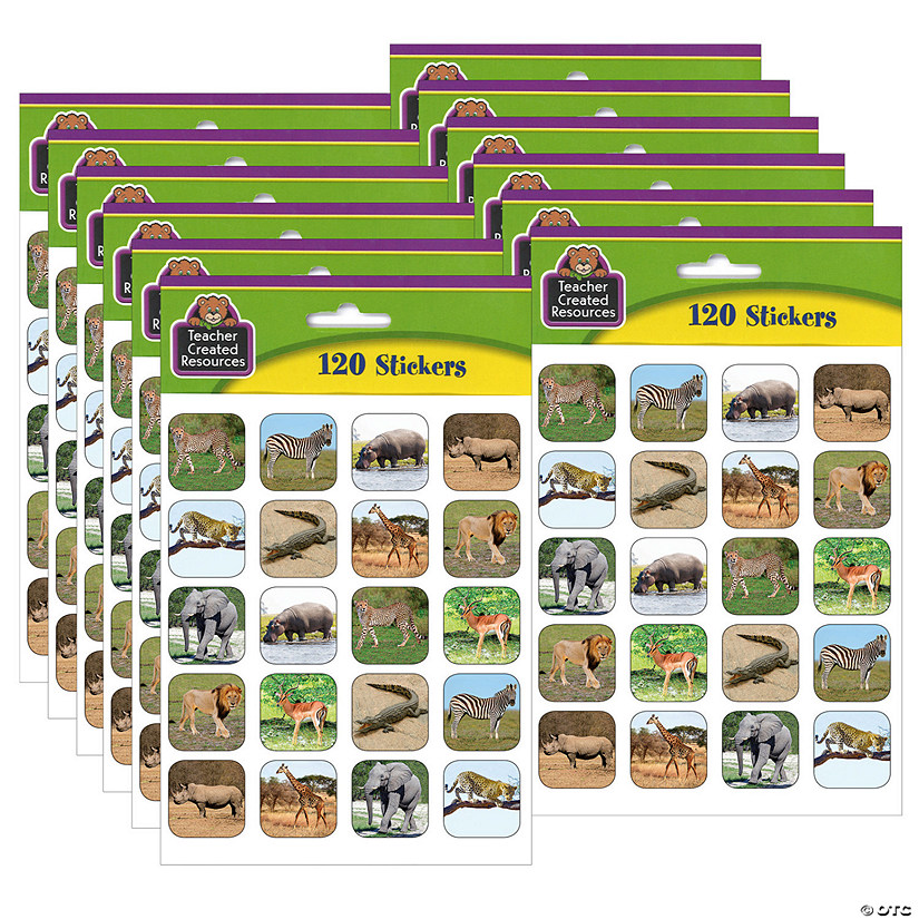 Teacher Created Resources Safari Animals Stickers, 120 Per Pack, 12 Packs Image