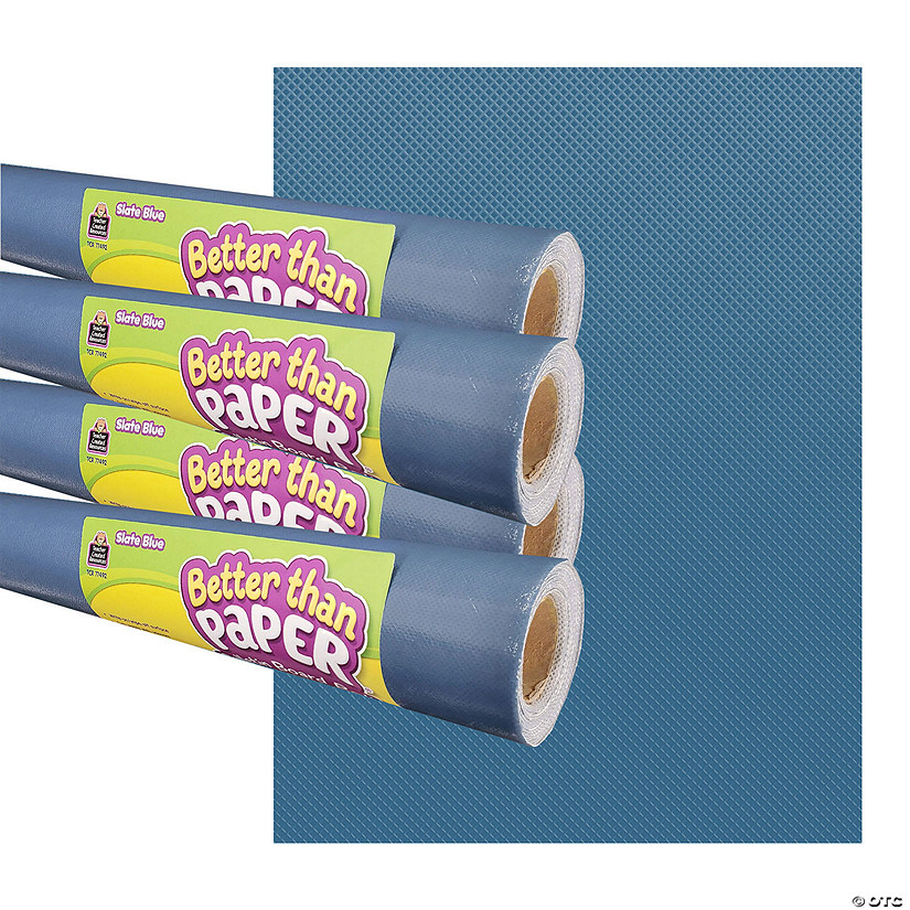 Teacher Created Resources Slate Blue Better Than Paper Bulletin Board Roll, 4' x 12', Pack of 4 Image