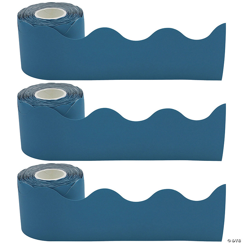 Teacher Created Resources Slate Blue Scalloped Rolled Border Trim, 50 Feet Per Roll, Pack of 3 Image